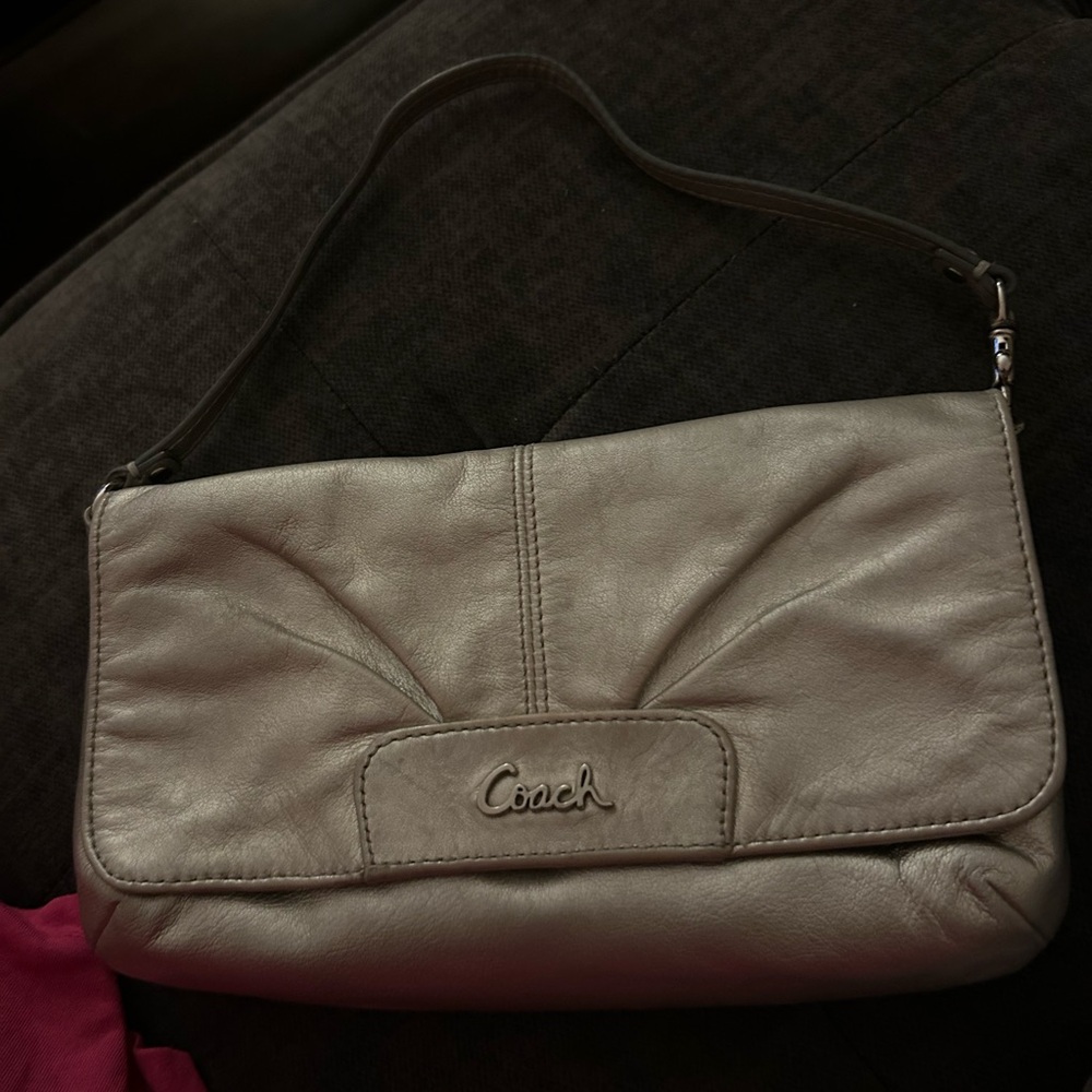 Coach Metallic Silver Shoulder Bag